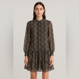 Michael Kors Black and Gray Snake Print Dress